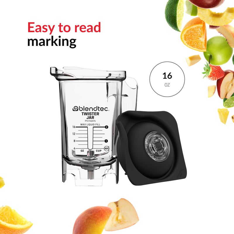 Blendtec 37 oz Twister Jar Commercial Grade, Spectacula Spatula and Mini Gripper Lid - Replacement Blender Jar Set for Shakes, Smoothies, and Thick Blends - 16 oz Blending Capacity - Image 4